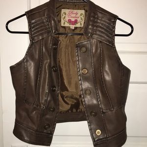 Sleeveless faux leather vest